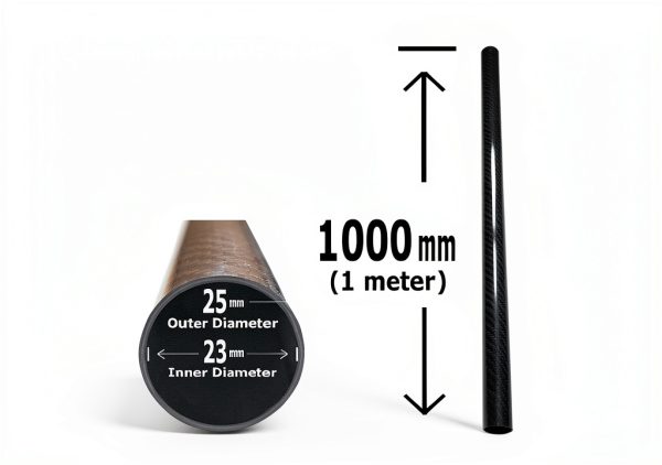 Carbon Kevlar Supply 25x23x1000mm Carbon Fiber Tube Black Glossy-1