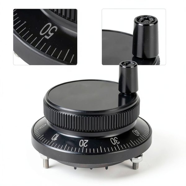 5V 60MM Hand Wheel Pulse Encoder Mill Router Manual Control Aviation Aluminum Rotary Knob Encoder for CNC System (Black)-4